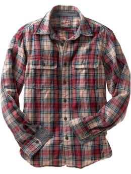 Gap Long-sleeved flannel red plaid shirt