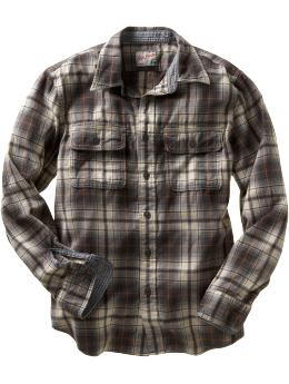 Gap Long-sleeved flannel rugged plaid shirt