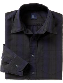 Gap Long-sleeved premium fitted plaid shirt