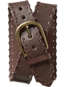 Gap Wide leather whipstitch belt