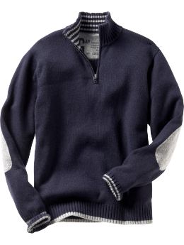 Gap Striped trim half zip sweater