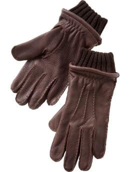 Gap Leather ribbed gloves
