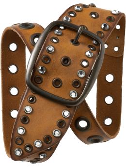 Gap Rhinestone grommet leather belt