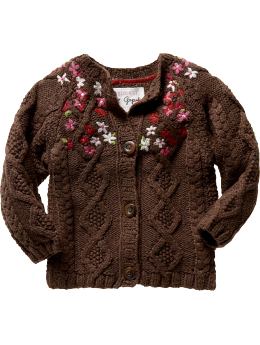 Gap Aran embroidered cable knit sweater