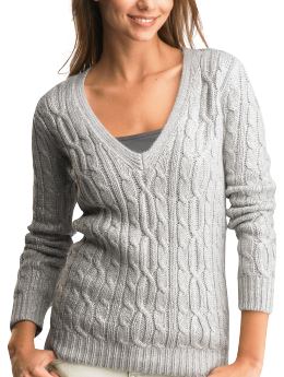 Gap Foiled cable knit v-neck sweater