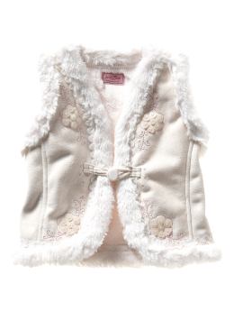 Gap Embroidered faux fur vest