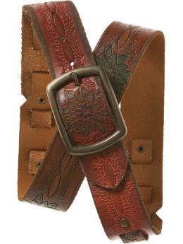 Gap Wide floral tooled leather belt