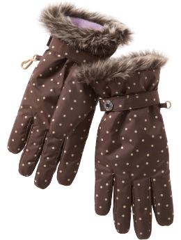 Gap Faux fur trimmed nylon gloves