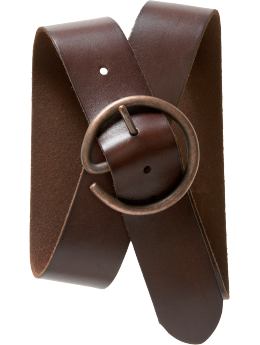 Gap Wide leather paperclip buckle belt