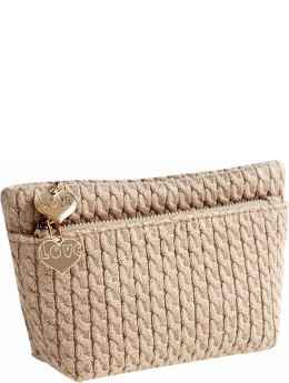 Gap Medium metallic cable knit cosmetic bag